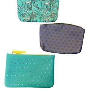 Set of Three IPSY Stylish Pouches in Teal and Purple
